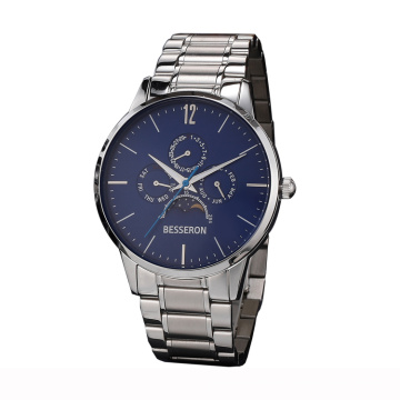 Original brand watches factory supplier moonphase oem watch mesh chronograph steel bracelets watches